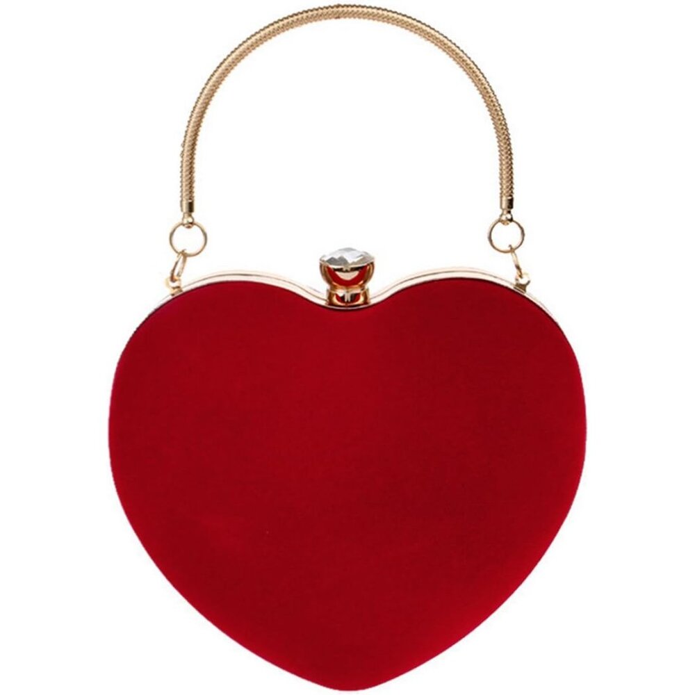 Elegant Heart Shape Evening Clutch In Luxurious Velvet - Perfect For Parties